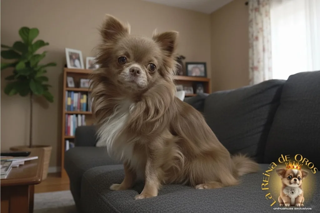 Chihuahua Lila: uno de los colores más exclusivos de la raza 5 chihuahua lila encima del sofa