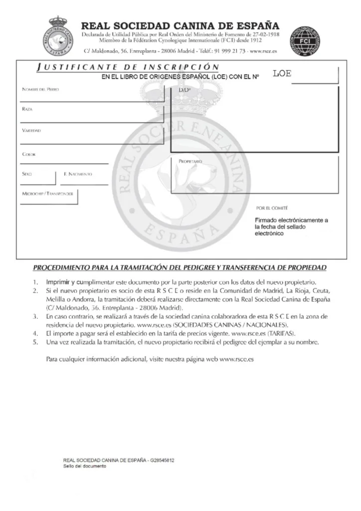 LOE inscripcion camada chihuahua