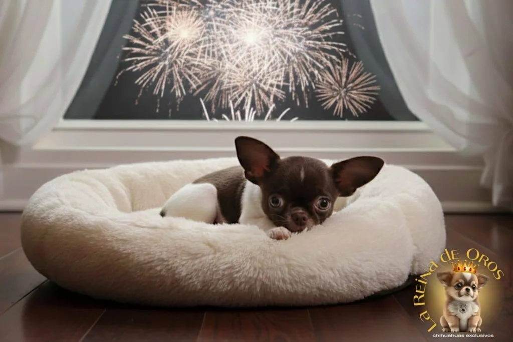 chihuahua asustado por fuegos artificiales