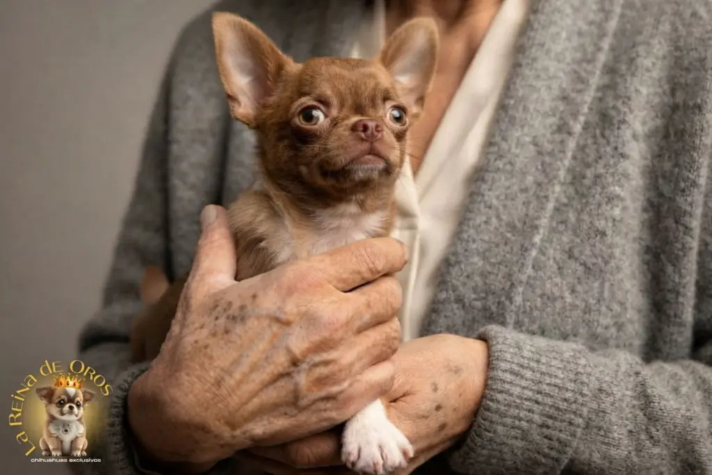 Chihuahua para personas mayores: persona mayor con su chihuahua en casa